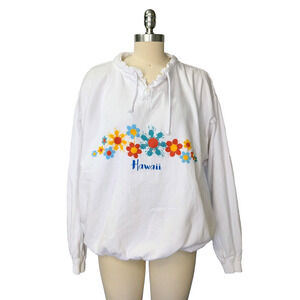 Vintage 90s Crazy Shirts Hawaii Long Sleeve Top Sweater Size XL White Surf